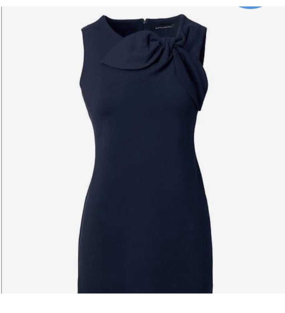 Banana Republic Bow Neck Ponte Sheath Navy Dress womens size 14